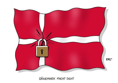 Cartoon: Dänemark (medium) by Erl tagged dänemark,grenze,kontrolle,grenzkontrollen,eu,schengen,abkommen,populismus,rechtspopulismus,dicht,machen,flagge,dannebrog,dänemark,grenze,kontrolle,grenzkontrollen,schengen,abkommen,populismus,rechtspopulismus,machen,dannebrog