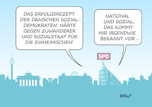 Cartoon: Dänische SPD (medium) by Erl tagged politik,wahl,dänemark,erfolg,erfolgsrezept,sozialdemokraten,härte,asylpolitik,zuwanderung,sozialpolitik,soziales,national,sozial,erinnerung,geschichte,deutschland,berlin,karikatur,erl,politik,wahl,dänemark,erfolg,erfolgsrezept,sozialdemokraten,härte,asylpolitik,zuwanderung,sozialpolitik,soziales,national,sozial,erinnerung,geschichte,deutschland,berlin,karikatur,erl