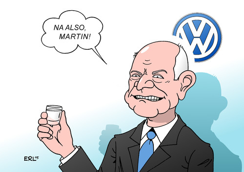 Cartoon: Darauf einen Winterkorn! (medium) by Erl tagged vw,volkswagen,autobauer,auto,diesel,usa,abgaswerte,manipulation,betrug,martin,winterkorn,absatzmarkt,abgastest,prüfung,prüflabor,labor,software,gau,supergau,sturz,rücktritt,genugtuung,piech,karikatur,erl,vw,volkswagen,autobauer,auto,diesel,usa,abgaswerte,manipulation,betrug,martin,winterkorn,absatzmarkt,abgastest,prüfung,prüflabor,labor,software,gau,supergau,sturz,rücktritt,genugtuung,piech,karikatur,erl