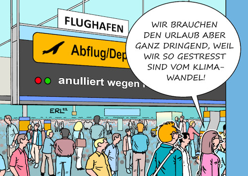 Cartoon: Das Dilemma (medium) by Erl tagged politik,klima,klimawandel,erderwärmung,co2,flugreisen,flug,flughafen,chaos,personalmangel,corona,pandemie,stress,urlaubsreif,urlaub,erholung,karikatur,erl,politik,klima,klimawandel,erderwärmung,co2,flugreisen,flug,flughafen,chaos,personalmangel,corona,pandemie,stress,urlaubsreif,urlaub,erholung,karikatur,erl