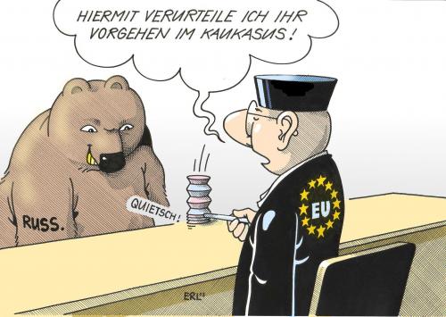 Cartoon: Der Ernst der Lage (medium) by Erl tagged eu,russland,kaukasus,konflikt,verurteilung,europa,georgien,südossetien,abchasien,unabhängigkeit,anerkennung,krieg,militär,der,abchasien,abschreckung,abspaltung,ausnahmezustand,autonomie,bär,beitrittsversuch,bodenschatz,david,demokratisierung,dimitri sanakojew,diplomatie,dmitri medwedew,einmarsch,eskalation,fremdherrschaft,gas,gaslieferant,gaspipeline,gebietsanspruch,georgien,goliath,hilflos,kaukasus,kaukasuskonflikt,kolonialpolitik,kompromisse,konflikt,kontrolle,krieg,kriegszustand,michail saakaschwili,militär,mobilmachung,nato,nato beitritt,öllieferant,operettenarmee,panzer,pistole,provokation,putin,rakete,russischer bär,russland,schwarzmarkt,südossetien,südostsetien konflikt,territorium,tiflis,un,unabhängigkeit,unterstützung,verhandeln,verhandlungen,verhandlungstisch,waffen,waffenstillstand,waffenstillstandserklärung,waffenstillstandsvorschlag,waffenverkauf,wladimir,wladimir putin,dimitri,sanakojew,dmitri,medwedew,michail,saakaschwili,beitritt,russischer,südostsetien