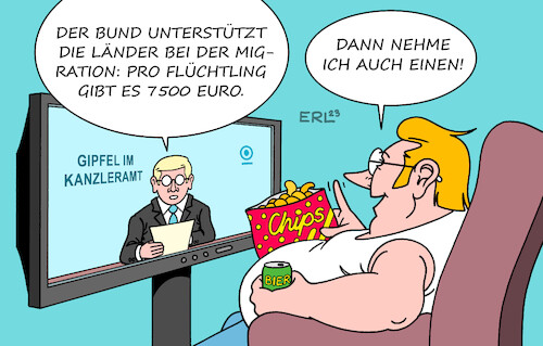 Cartoon: Der Gipfel wirkt schon (medium) by Erl tagged politik,migration,gipfel,migrationsgipfel,kanzleramt,bund,länder,tauziehen,gezerre,geld,pro,flüchtling,versorgung,asyl,prüfung,drittländer,afrika,leistungskürzung,bezahlkarte,beschleunigung,verfahren,wirkung,bundeskanzler,olaf,scholz,ministerpräsident,hendrik,wüst,nrw,karikatur,erl,politik,migration,gipfel,migrationsgipfel,kanzleramt,bund,länder,tauziehen,gezerre,geld,pro,flüchtling,versorgung,asyl,prüfung,drittländer,afrika,leistungskürzung,bezahlkarte,beschleunigung,verfahren,wirkung,bundeskanzler,olaf,scholz,ministerpräsident,hendrik,wüst,nrw,karikatur,erl