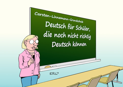 Cartoon: Deutsch (medium) by Erl tagged politik,bildung,vorschlag,carsten,linnemann,cdu,einschulung,verschiebung,mangelnde,deutschkenntnisse,beherrschung,deutsche,sprache,deutsch,vorschule,migration,migrationshintergrund,unterricht,grundschule,lehrerin,kind,kinder,karikatur,erl,politik,bildung,vorschlag,carsten,linnemann,cdu,einschulung,verschiebung,mangelnde,deutschkenntnisse,beherrschung,deutsche,sprache,deutsch,vorschule,migration,migrationshintergrund,unterricht,grundschule,lehrerin,kind,kinder,karikatur,erl