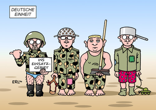 Cartoon: Deutsche Einheit (medium) by Erl tagged bundeswehr,ausrüstung,mängel,einsatz,soldaten,transport,anhalter,tag,der,deutschen,einheit,wiedervereinigung,feiertag,dritter,oktober,bundeswehr,ausrüstung,mängel,einsatz,soldaten,transport,anhalter,tag,der,deutschen,einheit,wiedervereinigung,feiertag,dritter,oktober