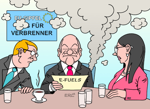 Cartoon: Deutschland beim EU-Gipfel (medium) by Erl tagged politik,eu,gipfel,klima,klimaschutz,aus,verbrennungsmotoren,verbrenner,blockade,deutschland,fdp,fuels,bundeskanzler,olaf,scholz,karikatur,erl,politik,eu,gipfel,klima,klimaschutz,aus,verbrennungsmotoren,verbrenner,blockade,deutschland,fdp,fuels,bundeskanzler,olaf,scholz,karikatur,erl