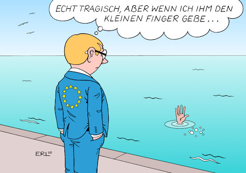 Cartoon: Dilemma (medium) by Erl tagged politik,eu,flüchtlinge,werte,humanität,versagen,abschottung,karikatur,erl,politik,eu,flüchtlinge,werte,humanität,versagen,abschottung,karikatur,erl