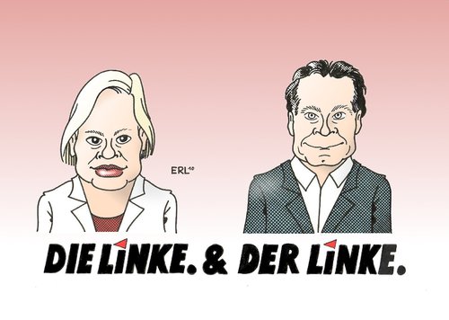 Cartoon: Doppelspitze (medium) by Erl tagged die,linke,linkspartei,spitze,führung,doppelspitze,gesine,lötzsch,klaus,ernst,frau,mann,ost,west,linke,linkspartei,spitze,führung,doppelspitze,gesine lötzsch,frau,west,ost,mann,gesine,lötzsch