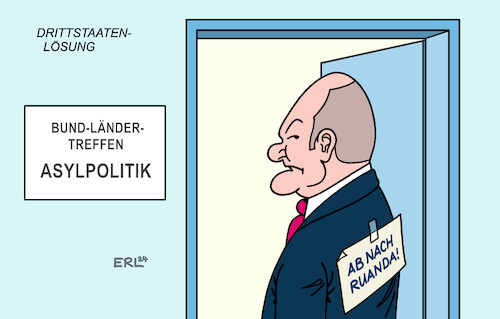 Cartoon: Drittstaatenlösung (medium) by Erl tagged politik,europa,deutschland,migration,flüchtlinge,flucht,vertreibung,asylpolitik,druck,rechtspopulismus,rechtsextremismus,abschiebungen,drittstaatenlösung,asylverfahren,drittstaaten,ruanda,albanien,kritik,ampel,spd,grüne,fdp,bundeskanzler,olaf,scholz,zettel,jacke,abschiebung,karikatur,erl,politik,europa,deutschland,migration,flüchtlinge,flucht,vertreibung,asylpolitik,druck,rechtspopulismus,rechtsextremismus,abschiebungen,drittstaatenlösung,asylverfahren,drittstaaten,ruanda,albanien,kritik,ampel,spd,grüne,fdp,bundeskanzler,olaf,scholz,zettel,jacke,abschiebung,karikatur,erl