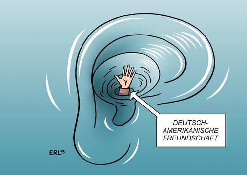 Cartoon: Dt.-Amerikanische Freundschaft (medium) by Erl tagged usa,geheimdienst,nsa,spionage,überwachung,abhören,skandal,internet,telefon,smartphone,bundeskanzlerin,angela,merkel,politik,regierung,präsident,barack,obama,aussenpolitik,vertrauen,zerstörung,freundschaft,ohr,wasser,ozean,atlantik,strudel,ertrinken,hand,usa,geheimdienst,nsa,spionage,überwachung,abhören,skandal,internet,telefon,smartphone,bundeskanzlerin,angela,merkel,politik,regierung,präsident,barack,obama,aussenpolitik,vertrauen,zerstörung,freundschaft,ohr,wasser,ozean,atlantik,strudel,ertrinken,hand