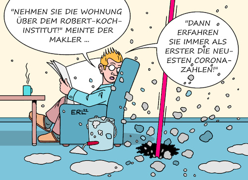 Cartoon: Durch die Decke (medium) by Erl tagged politik,corona,virus,pandemie,covid19,fünfte,welle,omikron,fallzahlen,inzidenz,rekord,robert,koch,institut,zahlen,durch,die,decke,wohnung,makler,karikatur,erl,politik,corona,virus,pandemie,covid19,fünfte,welle,omikron,fallzahlen,inzidenz,rekord,robert,koch,institut,zahlen,durch,die,decke,wohnung,makler,karikatur,erl