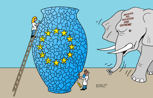 Cartoon: Elefant (medium) by Erl tagged politik,eu,europa,wahl,europawahl,gefahr,rechtsruck,rechtspopulismus,verschiebung,machtverhältnisse,kräfte,macht,vase,kleben,porzellan,elefant,porzellanladen,karikatur,erl,politik,eu,europa,wahl,europawahl,gefahr,rechtsruck,rechtspopulismus,verschiebung,machtverhältnisse,kräfte,macht,vase,kleben,porzellan,elefant,porzellanladen,karikatur,erl