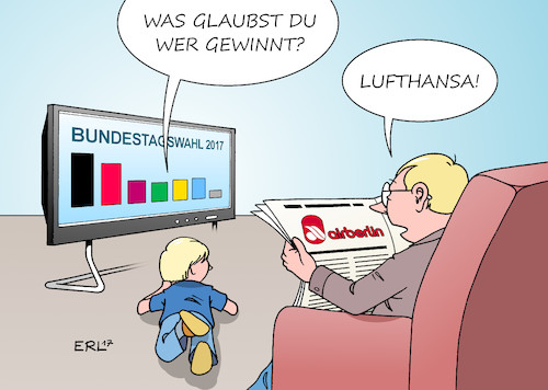 Cartoon: Endspurt (medium) by Erl tagged air,berlin,airberlin,fluggesellschaft,deutschland,pleite,insolvenz,verkauf,bieter,rennen,lufthansa,favorit,konkurrenten,bundestagswahl,wahl,2017,enspurt,parteien,cdu,csu,union,spd,linke,grüne,fdp,afd,sonstige,umfragen,sieger,gewinner,fernsehen,zeitung,medien,karikatur,erl,air,berlin,airberlin,fluggesellschaft,deutschland,pleite,insolvenz,verkauf,bieter,rennen,lufthansa,favorit,konkurrenten,bundestagswahl,wahl,2017,enspurt,parteien,cdu,csu,union,spd,linke,grüne,fdp,afd,sonstige,umfragen,sieger,gewinner,fernsehen,zeitung,medien,karikatur,erl