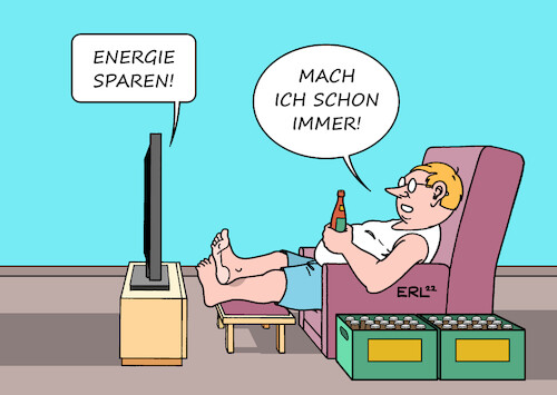 Cartoon: Energiesparen (medium) by Erl tagged politik,krieg,russland,ukraine,gas,knappheit,verteuerung,aufruf,energiesparen,energie,sparen,fernsehen,fernsehsessel,bier,karikatur,erl,politik,krieg,russland,ukraine,gas,knappheit,verteuerung,aufruf,energiesparen,energie,sparen,fernsehen,fernsehsessel,bier,karikatur,erl