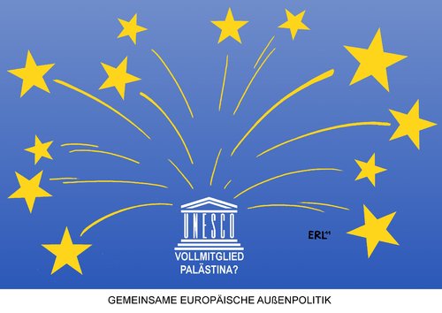 Cartoon: EU-Außenpolitik (medium) by Erl tagged eu,außenpolitik,unesco,vollmitglied,vollmitgliedschaft,palästina,europa,uneins,eu,außenpolitik,unesco,vollmitglied,vollmitgliedschaft,palästina,europa