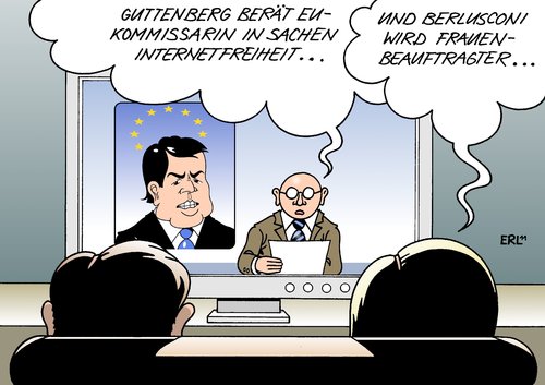 Cartoon: EU-Berater Guttenberg (medium) by Erl tagged skandale,frauen,berlusconi,doktorarbeit,affäre,plagiat,internetfreiheit,internet,berater,kommissarin,eu,guttenberg,guttenberg,eu,kommissarin,berater,internet,internetfreiheit,affäre,doktorarbeit,berlusconi