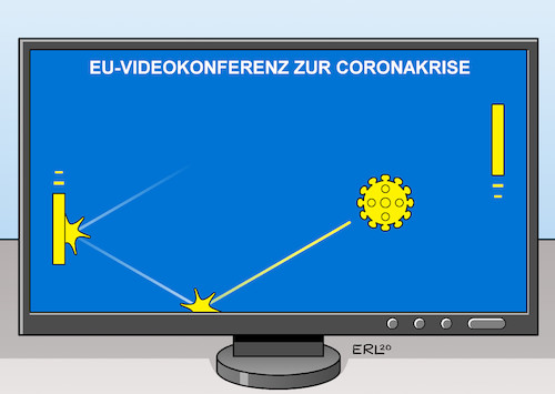 Cartoon: EU-Videokonferenz (medium) by Erl tagged politik,corona,virus,krise,coronavirus,coronakrise,ausgangssperre,kontaktverbot,überlastung,gesundheitssystem,wirtschaft,maßnahmen,nationalstaaten,abstimmung,eu,videokonferenz,videospiel,ping,pong,karikatur,erl,politik,corona,virus,krise,coronavirus,coronakrise,ausgangssperre,kontaktverbot,überlastung,gesundheitssystem,wirtschaft,maßnahmen,nationalstaaten,abstimmung,eu,videokonferenz,videospiel,ping,pong,karikatur,erl