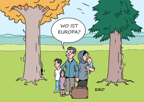 Cartoon: EU Flüchtlinge (medium) by Erl tagged politik,eu,flüchtlinge,belarus,polen,niemandsland,europa,stier,verstecken,wegducken,asyl,asylpolitik,europäische,werte,karikatur,erl,politik,eu,flüchtlinge,belarus,polen,niemandsland,europa,stier,verstecken,wegducken,asyl,asylpolitik,europäische,werte,karikatur,erl