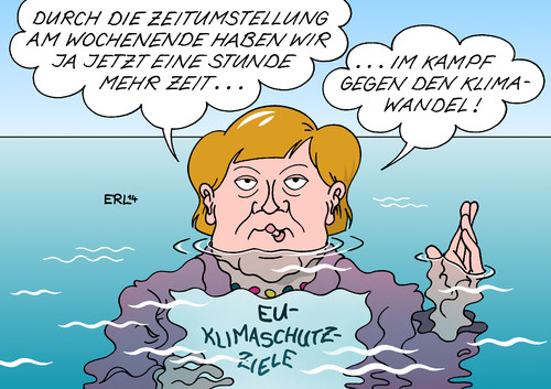 Cartoon: EU Klimaschutz (medium) by Erl tagged eu,europa,klimaschutz,klimawandel,klima,co2,reduktion,energiesparen,erneuerbare,energien,ausbau,hochwasser,zeit,zeitumstellung,sommerzeit,winterzeit,stunde,gewinn,bundeskanzlerin,angela,merkel,eu,europa,klimaschutz,klimawandel,klima,co2,reduktion,energiesparen,erneuerbare,energien,ausbau,hochwasser,zeit,zeitumstellung,sommerzeit,winterzeit,stunde,gewinn,bundeskanzlerin,angela,merkel