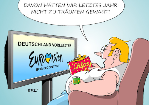 Cartoon: Eurovision Song Contest (medium) by Erl tagged eurovision,song,contest,esc,ukraine,kiew,musik,lieder,komponisten,wettbewerb,deutschland,2015,2016,letzter,2017,vorletzter,steigerung,traum,träumen,fernsehen,europa,karikatur,erl,eurovision,song,contest,esc,ukraine,kiew,musik,lieder,komponisten,wettbewerb,deutschland,2015,2016,letzter,2017,vorletzter,steigerung,traum,träumen,fernsehen,europa,karikatur,erl