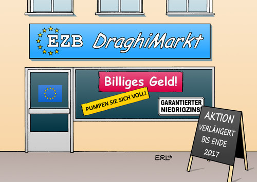 Cartoon: EZB Draghimarkt (medium) by Erl tagged ezb,mario,draghi,billiges,geld,märkte,markt,pumpen,banken,inflation,deflation,niedrigzins,zinsen,geldpolitik,eu,staaten,haushalt,sparkurs,kleinsparer,kreditnehmer,finanzen,karikatur,erl,ezb,mario,draghi,billiges,geld,märkte,markt,pumpen,banken,inflation,deflation,niedrigzins,zinsen,geldpolitik,eu,staaten,haushalt,sparkurs,kleinsparer,kreditnehmer,finanzen,karikatur,erl