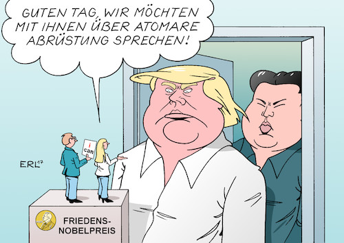 Cartoon: Fast auf Augenhöhe (medium) by Erl tagged friedensnobelpreis,nobelpreis,frieden,2017,ican,internationale,kampagne,zur,abschaffung,von,atomwaffen,atomare,abrüstung,zeichen,weltpolitik,nordkorea,diktator,kim,jong,un,konflikt,usa,präsident,donald,trump,verbal,aufrüstung,säbelrasseln,nationalismus,gefahr,atomkrieg,diplomatie,podium,podest,augenhöhe,karikatur,erl,friedensnobelpreis,nobelpreis,frieden,2017,ican,internationale,kampagne,zur,abschaffung,von,atomwaffen,atomare,abrüstung,zeichen,weltpolitik,nordkorea,diktator,kim,jong,un,konflikt,usa,präsident,donald,trump,verbal,aufrüstung,säbelrasseln,nationalismus,gefahr,atomkrieg,diplomatie,podium,podest,augenhöhe,karikatur,erl