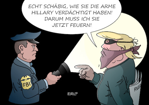 Cartoon: FBI Hillary (medium) by Erl tagged usa,präsident,donald,trump,wahlkampf,hillary,clinton,email,affäre,fbi,ermittlungen,kontakte,wahlkampfteam,russland,sicherheitsberater,flynn,justizminister,sessions,lügen,watergate,entlassung,chef,comey,bundespolizei,polizei,verbrecher,karikatur,erl,usa,präsident,donald,trump,wahlkampf,hillary,clinton,email,affäre,fbi,ermittlungen,kontakte,wahlkampfteam,russland,sicherheitsberater,flynn,justizminister,sessions,lügen,watergate,entlassung,chef,comey,bundespolizei,polizei,verbrecher,karikatur,erl