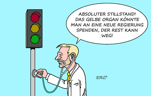 Cartoon: FDP-Diagnose (medium) by Erl tagged politik,fdp,organspende,herz,kreislauf,stillstand,ampel,regierung,lindner,karikatur,erl,politik,fdp,organspende,herz,kreislauf,stillstand,ampel,regierung,lindner,karikatur,erl