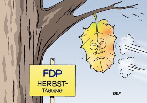 Cartoon: FDP Herbsttagung (medium) by Erl tagged fdp,herbsttagung,herbst,tagung,blatt,welken,westerwelle,guido,außenminister,kritik,rücktritt,abruf,bewährung,sturm,fdp,herbsttagung,herbst,tagung,welken,westerwelle,außenminister,kritik,rücktritt,abruf,bewährung,sturm