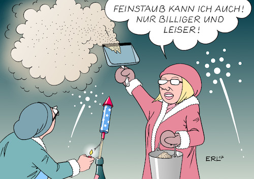 Cartoon: Feinstaub (medium) by Erl tagged silvester,neujahr,feiern,feuerwerk,böller,kracher,raketen,feinstaub,belastung,hoch,straßenverkehr,verkehr,auto,diesel,kehrschaufel,eimer,staub,billig,leise,karikatur,erl,silvester,neujahr,feiern,feuerwerk,böller,kracher,raketen,feinstaub,belastung,hoch,straßenverkehr,verkehr,auto,diesel,kehrschaufel,eimer,staub,billig,leise,karikatur,erl