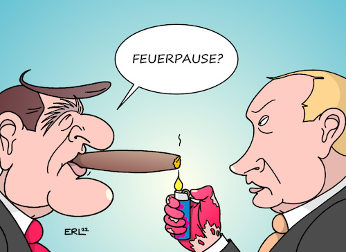 Cartoon: Feuerpause (medium) by Erl tagged politik,krieg,angriff,angriffskrieg,wladimir,putin,russland,ukraine,luftwaffe,panzer,feuer,reise,altbundeskanzler,gerhard,schröder,moskau,gas,gazprom,lobbyist,putinfreund,feuerpause,zigarre,karikatur,erl,politik,krieg,angriff,angriffskrieg,wladimir,putin,russland,ukraine,luftwaffe,panzer,feuer,reise,altbundeskanzler,gerhard,schröder,moskau,gas,gazprom,lobbyist,putinfreund,feuerpause,zigarre,karikatur,erl