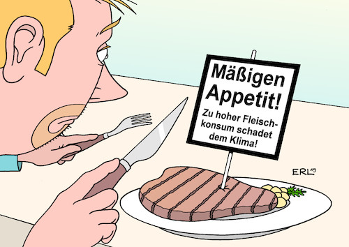 Cartoon: Fleischkonsum (medium) by Erl tagged politik,ökologie,klima,klimawandel,erderwärmung,weltklimarat,bericht,landnutzung,landwirtschaft,agrarindustrie,agrarwende,viehhaltung,fleischkonsum,viehfutter,rodung,regenwald,warnhinweis,steak,karikatur,erl,politik,ökologie,klima,klimawandel,erderwärmung,weltklimarat,bericht,landnutzung,landwirtschaft,agrarindustrie,agrarwende,viehhaltung,fleischkonsum,viehfutter,rodung,regenwald,warnhinweis,steak,karikatur,erl