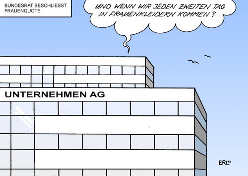 Cartoon: Frauenquote (medium) by Erl tagged konzern,vorstand,mann,frau,anteil,frauenquote,gesetzlich,gesetz,widerstand,bastion,wirtschaft,führungskraft,manager,kleider,frauenkleider,konzern,vorstand,mann,frau,anteil,frauenquote,gesetzlich,gesetz,widerstand,bastion,wirtschaft,führungskraft,manager,kleider,frauenkleider