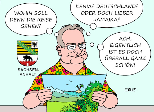 Cartoon: Freie Auswahl (medium) by Erl tagged politik,wahl,landtagswahl,sachsen,anhalt,ministerpräsident,reiner,haseloff,cdu,sieger,koalition,möglichkeit,kenia,deutschland,jamaika,simbabwe,spd,grüne,fdp,schwarz,rot,grün,gelb,auswahl,reise,karikatur,erl,politik,wahl,landtagswahl,sachsen,anhalt,ministerpräsident,reiner,haseloff,cdu,sieger,koalition,möglichkeit,kenia,deutschland,jamaika,simbabwe,spd,grüne,fdp,schwarz,rot,grün,gelb,auswahl,reise,karikatur,erl