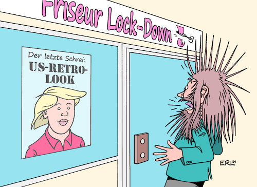 Cartoon: Friseur (medium) by Erl tagged politik,corona,virus,pandemie,lockdown,öffnung,friseur,usa,rede,ex,präsident,donald,trump,anführer,republikaner,konservative,rechtsextremismus,trumpismus,retro,frisur,karikatur,erl,politik,corona,virus,pandemie,lockdown,öffnung,friseur,usa,rede,ex,präsident,donald,trump,anführer,republikaner,konservative,rechtsextremismus,trumpismus,retro,frisur,karikatur,erl