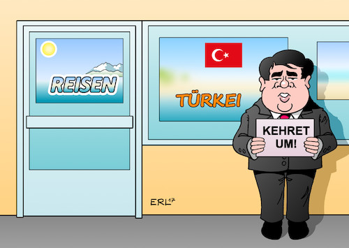 Cartoon: Gabriel Türkei (medium) by Erl tagged außenminister,sigmar,gabriel,warnung,rat,abraten,reisen,türkei,präsident,erdogan,putsch,versuch,säuberung,verhaftungen,journalisten,menschenrechtler,umbau,demokratie,präsidialsystem,abbau,grundrechte,meinungsfreiheit,pressefreiheit,zeitungen,medien,urlaub,karikatur,erl,außenminister,sigmar,gabriel,warnung,rat,abraten,reisen,türkei,präsident,erdogan,putsch,versuch,säuberung,verhaftungen,journalisten,menschenrechtler,umbau,demokratie,präsidialsystem,abbau,grundrechte,meinungsfreiheit,pressefreiheit,zeitungen,medien,urlaub,karikatur,erl