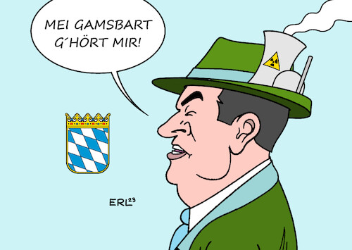 Cartoon: Gamsbart (medium) by Erl tagged politik,energie,deutschland,ausstieg,atomenergie,atomkraft,kernenergie,kernkraft,abschaltung,atomkraftwerke,akw,markus,soöder,csu,bayern,alleingang,betrieb,isar,tracht,trachtenhut,gamsbart,karikatur,erl,politik,energie,deutschland,ausstieg,atomenergie,atomkraft,kernenergie,kernkraft,abschaltung,atomkraftwerke,akw,markus,soöder,csu,bayern,alleingang,betrieb,isar,tracht,trachtenhut,gamsbart,karikatur,erl