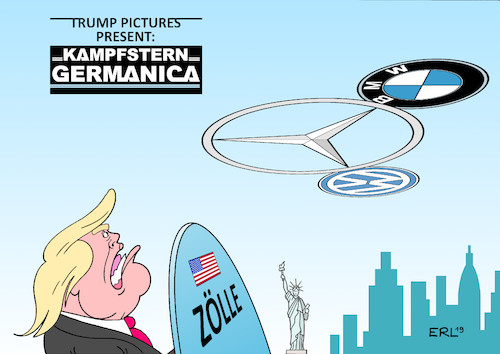 Cartoon: Ganz großes Kino (medium) by Erl tagged politik,wirtschaft,handel,usa,präsident,donald,trump,rechtspopulismus,nationalismus,america,first,handelskrieg,strafzölle,autos,deutschland,bedrohung,nationale,sicherheit,film,kino,kampfstern,galactica,daimler,benz,bmw,volkswagen,vw,new,york,freiheitsstatue,karikatur,erl,politik,wirtschaft,handel,usa,präsident,donald,trump,rechtspopulismus,nationalismus,america,first,handelskrieg,strafzölle,autos,deutschland,bedrohung,nationale,sicherheit,film,kino,kampfstern,galactica,daimler,benz,bmw,volkswagen,vw,new,york,freiheitsstatue,karikatur,erl