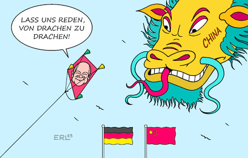 Cartoon: Gemeinsamkeiten (medium) by Erl tagged olitik,berlin,deutschland,china,regierungskonsultationen,gespräche,bundeskanzler,olaf,scholz,ministerpräsident,li,qiang,drachen,drache,handel,menschenrechte,macht,aggression,taiwan,karikatur,erl,olitik,berlin,deutschland,china,regierungskonsultationen,gespräche,bundeskanzler,olaf,scholz,ministerpräsident,li,qiang,drachen,drache,handel,menschenrechte,macht,aggression,taiwan,karikatur,erl