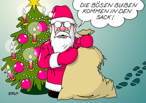 Cartoon: Glaube an den Weihnachtsmann ... (medium) by Erl tagged berlin,anschlag,terror,terroranschlag,islamismus,täter,kriminell,gefährder,flüchtling,asylsuchender,beobachtung,inhaftierung,freilassung,abschiebung,untertauchen,behörden,versagen,weihnachtsmann,böse,buben,sack,loch,glaube,vertrauen,erschütterung,weihnachten,weihnachtsbaum,kerzen,karikatur,erl,berlin,anschlag,terror,terroranschlag,islamismus,täter,kriminell,gefährder,flüchtling,asylsuchender,beobachtung,inhaftierung,freilassung,abschiebung,untertauchen,behörden,versagen,weihnachtsmann,böse,buben,sack,loch,glaube,vertrauen,erschütterung,weihnachten,weihnachtsbaum,kerzen,karikatur,erl