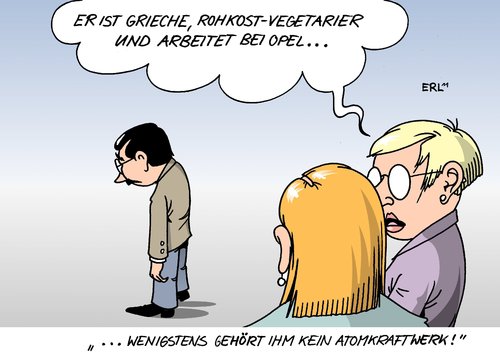 Cartoon: Glück im Unglück (medium) by Erl tagged griechenland,finanzkrise,schuldenkrise,euro,ehec,bakterium,epidemie,krankheit,gemüse,salat,rohkost,vegetarier,opel,general,motors,gm,verkauf,spekulation,atomausstieg,atomwende,energiewende,atomkonzern,unglück,glück,griechenland,finanzkrise,schuldenkrise,euro,ehec,bakterium,epidemie,krankheit,gemüse,salat,rohkost,vegetarier,verkauf,spekulation,gm,motors,energiewende,atomausstieg,atomwende,glück