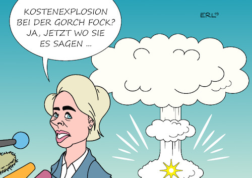 Cartoon: Gorch Fock (medium) by Erl tagged politik,verteidigung,bundeswehr,marine,segelschulschiff,gorch,fock,renovierung,kosten,kostenexplosion,verteidigungsministerin,ursula,von,der,leyen,information,spät,schlendrian,karikatur,erl,politik,verteidigung,bundeswehr,marine,segelschulschiff,gorch,fock,renovierung,kosten,kostenexplosion,verteidigungsministerin,ursula,von,der,leyen,information,spät,schlendrian,karikatur,erl