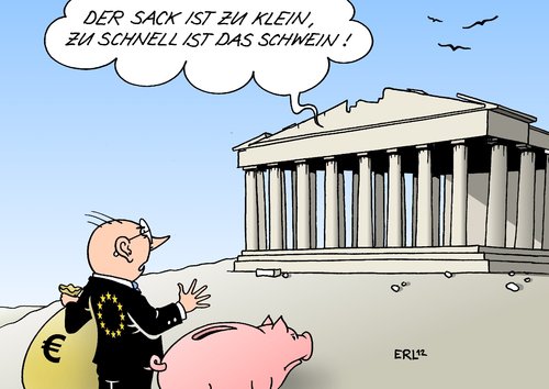 Cartoon: Griechenland (medium) by Erl tagged griechenland,euro,schulden,krise,hilfe,geld,zeit,mehr,ministerpräsident,samaras,währung,gemeinschaftswährung,sparkurs,eu,ezb,iwf,troika,geldsack,sparschwein,akropolis,griechenland,euro,schulden,krise,hilfe,geld,zeit,mehr,ministerpräsident,samaras,währung,gemeinschaftswährung,sparkurs,eu,ezb,iwf,troika,geldsack,sparschwein,akropolis