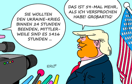 Cartoon: Größter Friedensstifter (medium) by Erl tagged politik,russland,krieg,ukraine,usa,trump,wahlversprechen,frieden,24,stunden,telefonat,putin,ergebnis,wenig,karikatur,erl,politik,russland,krieg,ukraine,usa,trump,wahlversprechen,frieden,24,stunden,telefonat,putin,ergebnis,wenig,karikatur,erl