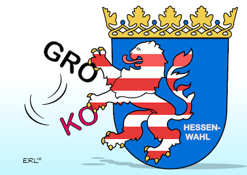 Cartoon: Groko Hessenwahl (medium) by Erl tagged politik,wahl,hessen,landtagswahl,stimmungstest,grosse,koalition,groko,cdu,bundeskanzlerin,angela,merkel,csu,vorsitzender,innenminister,horst,seehofer,spd,vorsitzende,andrea,nahles,schicksalswahl,löwe,krallen,wappen,karikatur,erl,politik,wahl,hessen,landtagswahl,stimmungstest,grosse,koalition,groko,cdu,bundeskanzlerin,angela,merkel,csu,vorsitzender,innenminister,horst,seehofer,spd,vorsitzende,andrea,nahles,schicksalswahl,löwe,krallen,wappen,karikatur,erl