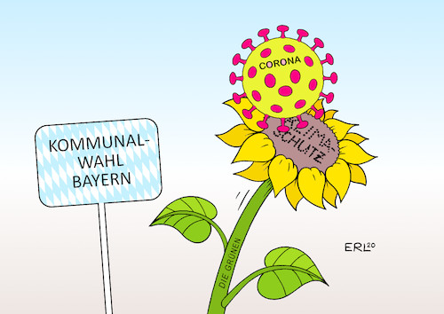 Cartoon: Grüne Bayern (medium) by Erl tagged politik,bayern,kommunalwahl,wahl,bürgermeister,oberbürgermeister,landräte,die,grünen,hoffnungen,gedämpft,thema,coronakrise,corona,coronavirus,verdrängung,klimaschutz,sonnenblume,virus,karikatur,erl,politik,bayern,kommunalwahl,wahl,bürgermeister,oberbürgermeister,landräte,die,grünen,hoffnungen,gedämpft,thema,coronakrise,corona,coronavirus,verdrängung,klimaschutz,sonnenblume,virus,karikatur,erl