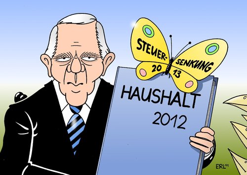 Cartoon: Haushalt (medium) by Erl tagged haushalt,etat,2012,steuersenkung,2013,beschluss,kabinett,cdu,csu,fdp,finanzminister,wolfgang,schäuble,schmetterling,vogel,vögel,haushalt,etat,2012,steuersenkung,2013,beschluss,kabinett,cdu,csu,fdp,finanzminister,wolfgang schäuble,schmetterling,vögel,vogel,wolfgang,schäuble