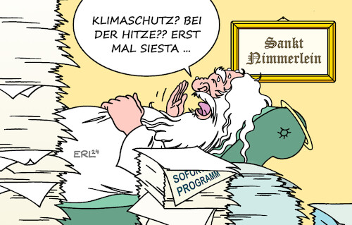 Cartoon: Hitze (medium) by Erl tagged politik,wetter,hitze,trend,zunahme,heiße,tage,tropennächte,temperaturrekorde,klima,klimawandel,klimaschutz,verringerung,co2,ausstoß,handlungsbedarf,sankt,nimmerleins,tag,mittagspause,siesta,karikatur,erl,politik,wetter,hitze,trend,zunahme,heiße,tage,tropennächte,temperaturrekorde,klima,klimawandel,klimaschutz,verringerung,co2,ausstoß,handlungsbedarf,sankt,nimmerleins,tag,mittagspause,siesta,karikatur,erl