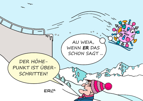 Cartoon: Höhepunkt überschritten (medium) by Erl tagged politik,corona,virus,pandemie,welle,omikron,höhepunkt,überschritten,aussage,gesundheitsminister,karl,lauterbach,team,vorsicht,wintersport,skispringen,karikatur,erl,politik,corona,virus,pandemie,welle,omikron,höhepunkt,überschritten,aussage,gesundheitsminister,karl,lauterbach,team,vorsicht,wintersport,skispringen,karikatur,erl