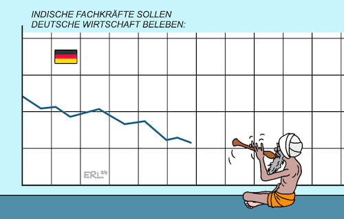 Cartoon: Indische Fachkräfte (medium) by Erl tagged politik,deutschland,wirtschaft,schwäche,indien,fachkräfte,belebung,schlangenbeschwörer,daten,kurve,karikatur,erl,politik,deutschland,wirtschaft,schwäche,indien,fachkräfte,belebung,schlangenbeschwörer,daten,kurve,karikatur,erl