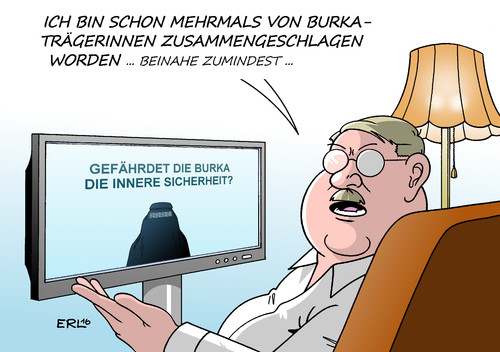 Cartoon: Innere Sicherheit Burka (medium) by Erl tagged burka,islam,frau,glaube,religion,freiheit,unterdrückung,immigration,integration,innere,sicherheit,terrorismus,islamismus,innenminister,cdu,csu,forderung,burkaverbot,rechtspopulismus,rechtsextremismus,soziale,medien,fernsehen,karikatur,erl,burka,islam,frau,glaube,religion,freiheit,unterdrückung,immigration,integration,innere,sicherheit,terrorismus,islamismus,innenminister,cdu,csu,forderung,burkaverbot,rechtspopulismus,rechtsextremismus,soziale,medien,fernsehen,karikatur,erl